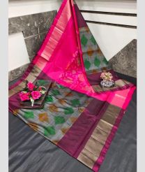 magenta and purple colour uppada soft silk sarees with All over Pochampally Ikkat design