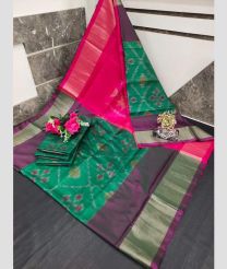 magenta red and gray colour uppada soft silk sarees with All over Pochampally Ikkat design