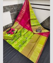 olive green and magenta red colour uppada soft silk sarees with All over Pochampally Ikkat design