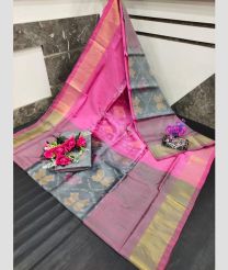 pink colour uppada soft silk sarees with All over Pochampally Ikkat design