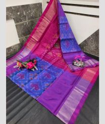 purple and brown colour uppada soft silk sarees with All over Pochampally Ikkat design
