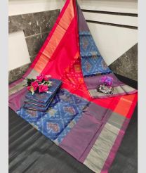 red and  gray colour uppada soft silk sarees with All over Pochampally Ikkat design