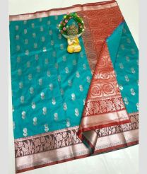 cyan blue colour uppada soft silk sarees with All over Buttas design
