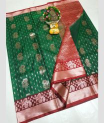green colour uppada soft silk sarees with All over Buttas design