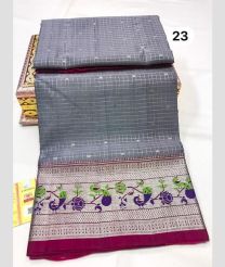 Grey and Maroon venkatagiri pattu sarees with All over Checks and Buttas design