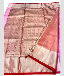 Copper and Baby Pink venkatagiri pattu sarees with All over Jari design