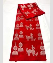 Red and Silver venkatagiri pattu sarees with All over Kalamjali design