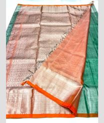 Peach and Aquamarine venkatagiri pattu sarees with All over Jari design