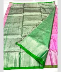Rose Pink and Green venkatagiri pattu sarees with All over Jari design