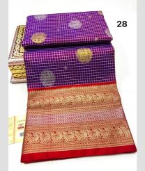 Purple and Red venkatagiri pattu sarees with All over Checks and Buttas design