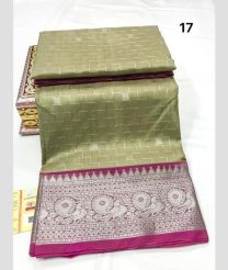 Fern Green and Magenta venkatagiri pattu sarees with All over Sequence Work design