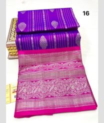 Purple and Pink venkatagiri pattu sarees with All over Lines design