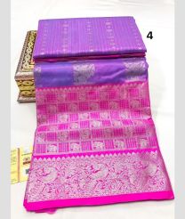 Purple and Neon Pink venkatagiri pattu sarees with All over Kalamjali design