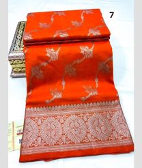 Orange and Golden venkatagiri pattu sarees with All over Sequence Work design