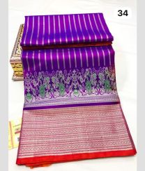 Purple and Bean Red venkatagiri pattu sarees with All over Lines design