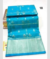 Sky Blue and Silver venkatagiri pattu sarees with All over Jari design