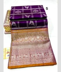Plum Purple and Mustard Yellow venkatagiri pattu sarees with All over Checks and Buttas design