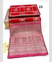 Crimson and Pink venkatagiri pattu sarees with All over Checks and Buttas design