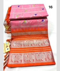 Rose Pink and Orange venkatagiri pattu sarees with All over Checks and Buttas design