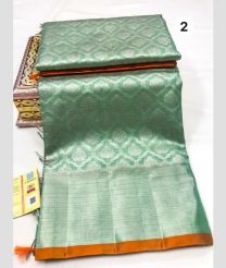 Fern Green and Orange venkatagiri pattu sarees with All over Jari design