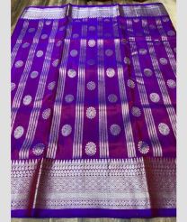 Purple and Silver venkatagiri pattu sarees with kanchi border design
