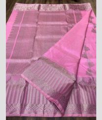 Rose Pink and Silver venkatagiri pattu sarees with kanchi border design