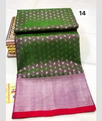 Dark Green and Pink venkatagiri pattu sarees with All over Jari design