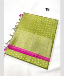 Lite Parrot Green and Pink venkatagiri pattu sarees with All over Jari design