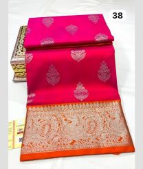 Pink and Orange venkatagiri pattu sarees with All over Buttas design