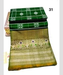 Green and Golden Yellow venkatagiri pattu sarees with All over Checks and Buttas design