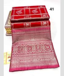 Red and Pink venkatagiri pattu sarees with All over Checks and Buttas design