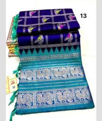 Navy Blue and Cyan venkatagiri pattu sarees with All over Buttas design