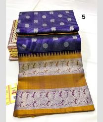 Purple Blue and Golden Yellow venkatagiri pattu sarees with All over Buttas design