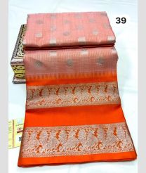 Lite Copper and Orange venkatagiri pattu sarees with All over Buttas design