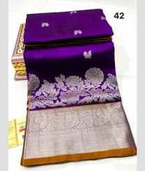 Purple and Golden Yellow venkatagiri pattu sarees with All over Buttas design