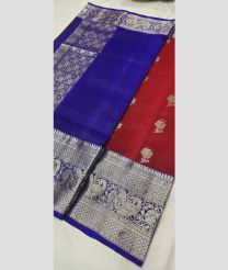 Royal Blue and Chestnut venkatagiri pattu sarees with All over Buttas design