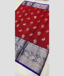Red and Blue venkatagiri pattu sarees with All over Buttas design