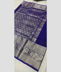 Navy Blue and Silver venkatagiri pattu sarees with All over Buttas design