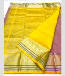 pink and yellow colour venkatagiri pattu sarees with All over Buttas design