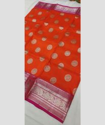 orange colour venkatagiri pattu sarees with All over design