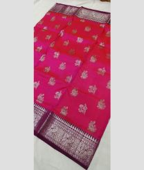 magenta red colour venkatagiri pattu sarees with All over design