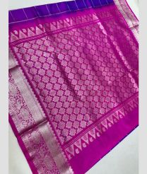 purple colour venkatagiri pattu sarees with All over Checks and Buttas design