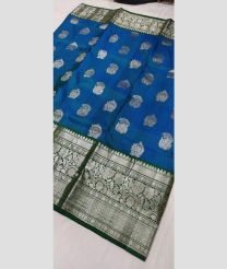 blue colour venkatagiri pattu sarees with All over Buttas design