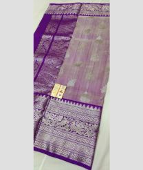 silver and purple colour venkatagiri pattu sarees with All over Buttas design