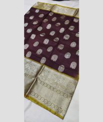 brown colour venkatagiri pattu sarees with All over Buttas design