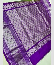 silver and purple colour venkatagiri pattu sarees with All over design