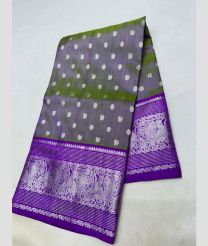 gray and silver colour venkatagiri pattu sarees with All over design