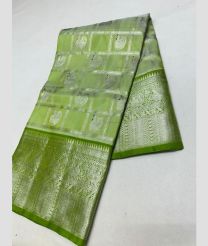 light green and silver colour venkatagiri pattu sarees with All over Checks and Buttas design