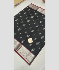 charcoal colour venkatagiri pattu sarees with All oer Buttas design