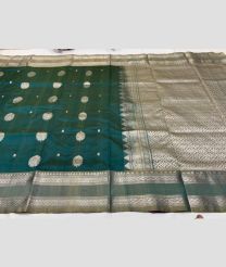 teal blue and gray colour venkatagiri pattu sarees with All oer Buttas design